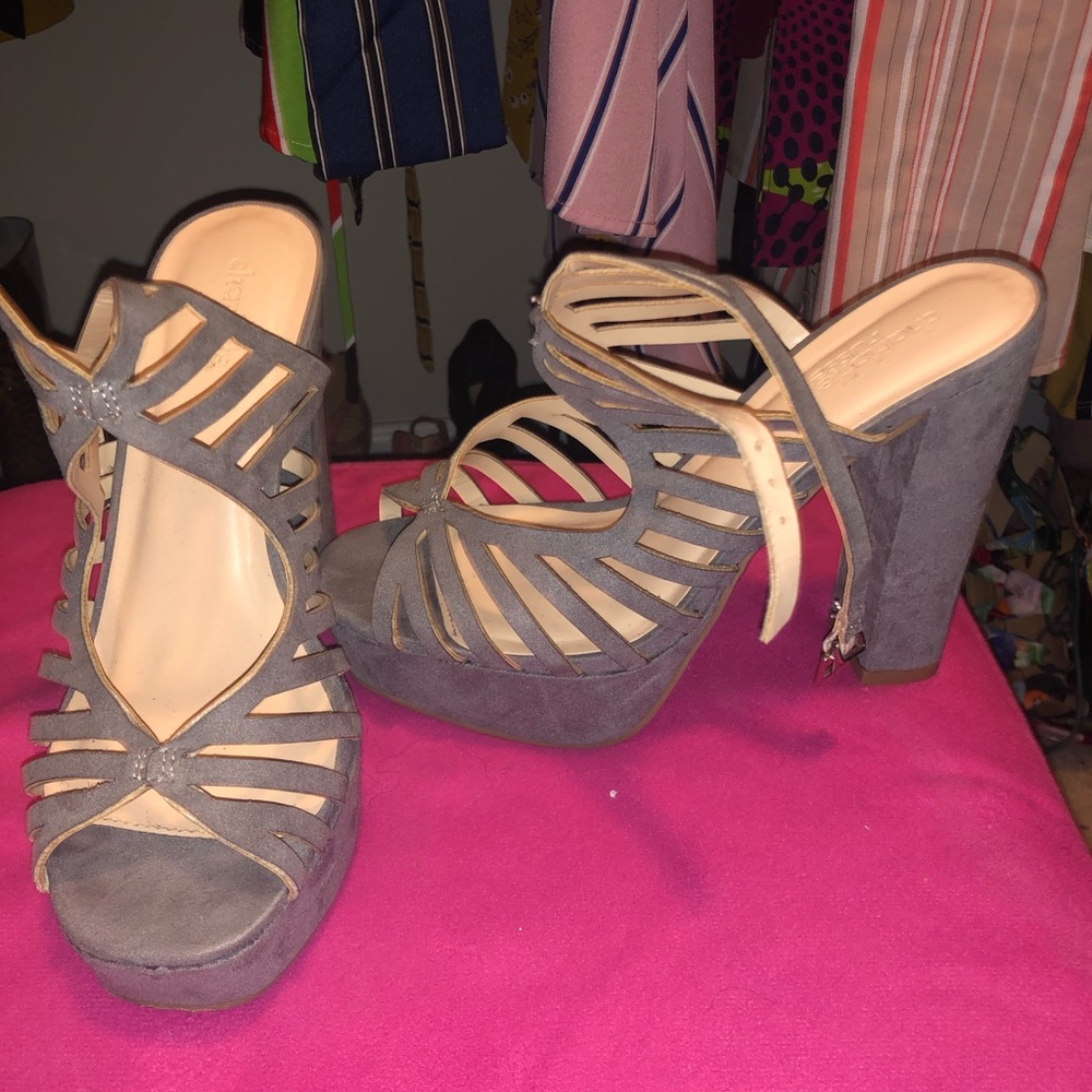 Gray Chunky Heels from Charlotte Russe
